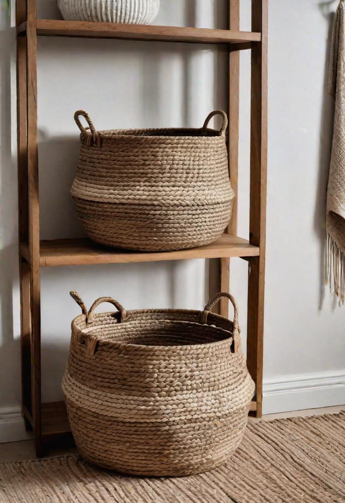 43 Inspiring Coastal Living Room Ideas 24 22. Beachy Woven Basket Storage-0