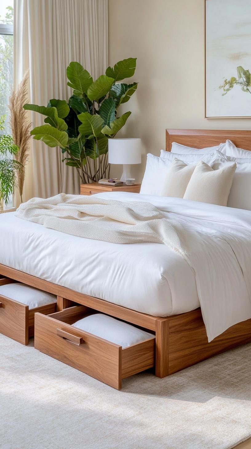 21 new bedroom ideas for your 2025 Refresh 59 21. Bed with under-storage drawer and minimalist decor-0