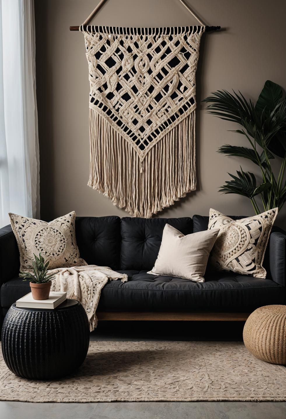 35 Gorgeous Dark Boho Living Room Inspirations 55 33. Beige Boho with Dark Accents-0