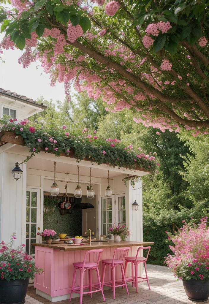 35 Charming Pink Kitchen Ideas: a Feminine Flair in Your Cooking Space 36 30. Berry Pink Hanging Baskets-0