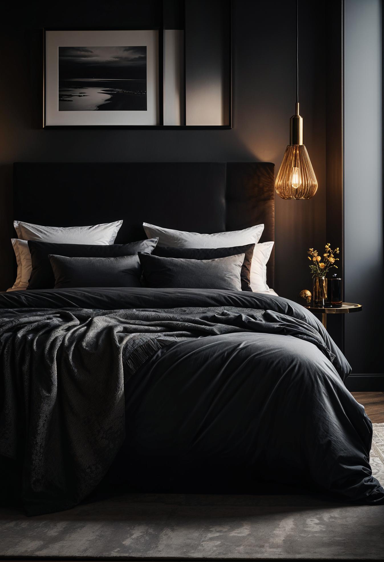 39 Dreamy Bedroom Decor Ideas (New) 30 24. Black Accent Lamp Ideas-0