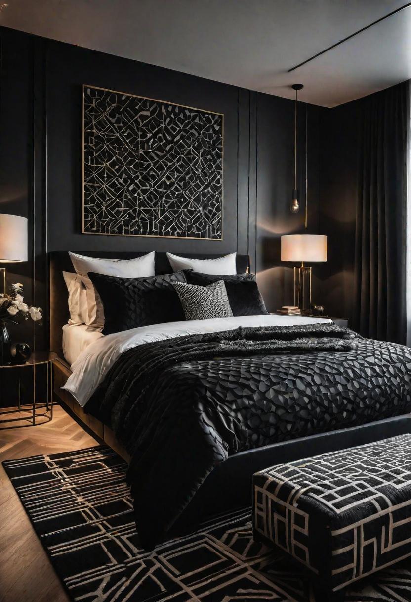 18 brave black bedroom ideas: hug elegance 12 10. Black geometric bedroom decor-0