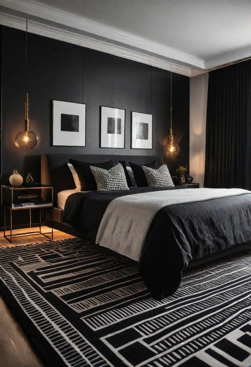 18 brave black bedroom ideas: hug elegance 13 10. Black geometric bedroom decor-1