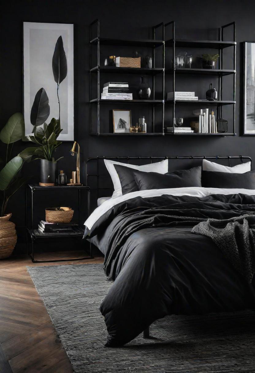 18 brave black bedroom ideas: hug elegance 7 5. Black Metal Industrial Decor-0