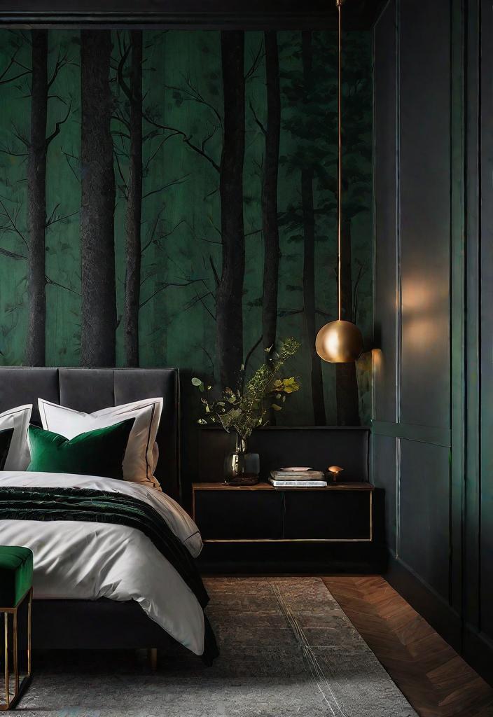 32 bezaubernde launische Schlafzimmerinspirationen 29 27. Schwarzes Holz Getreide Tapete: Moody Elegance-0