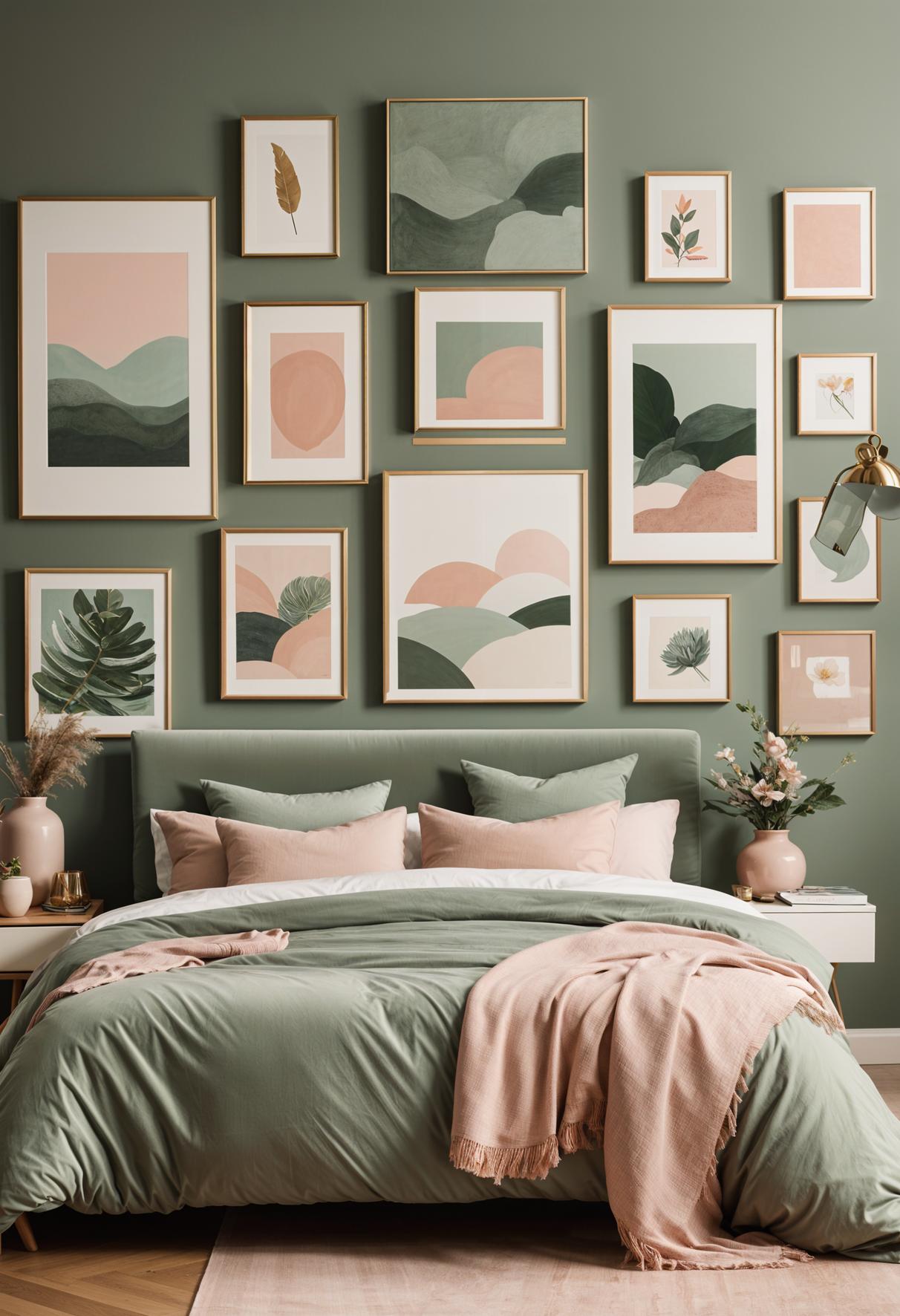 30 Chic Sage Green and Blush Bedroom Ideas 28 13. Blush & Sage Gallery Wall-0