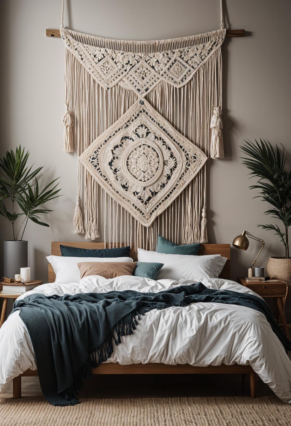 39 Dreamy Bedroom Decor Ideas (New) 14 10. Bohemian Macrame Wall Decor Trend-0