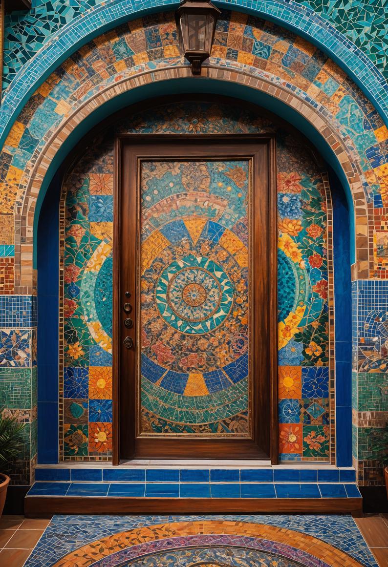 29 Stunning Wooden Door Designs for Main Entrances 48 23. Bohemian Mosaic Door Design Ideas-1