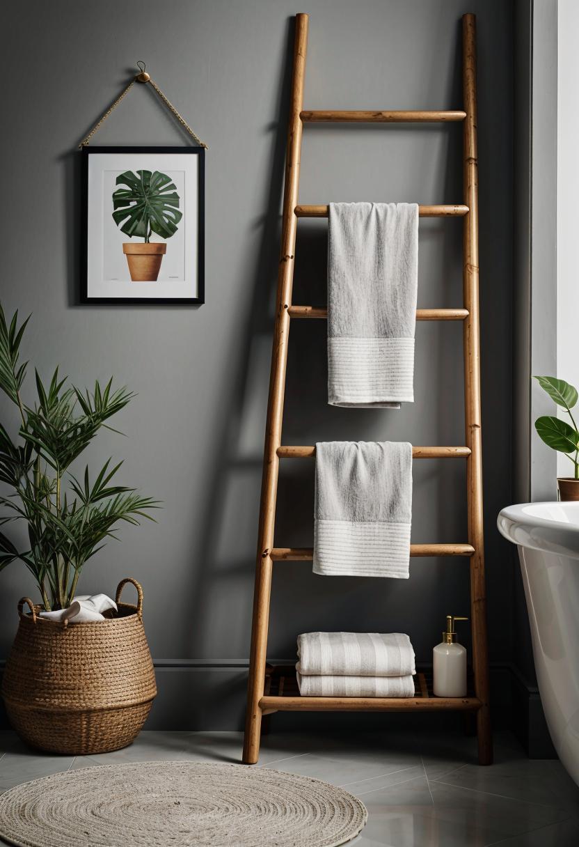 27 Dreamy Boho Bathroom Inspirations for Your Home Makeover 24 14. Boho Bamboo Towel Ladder Inspiration-0