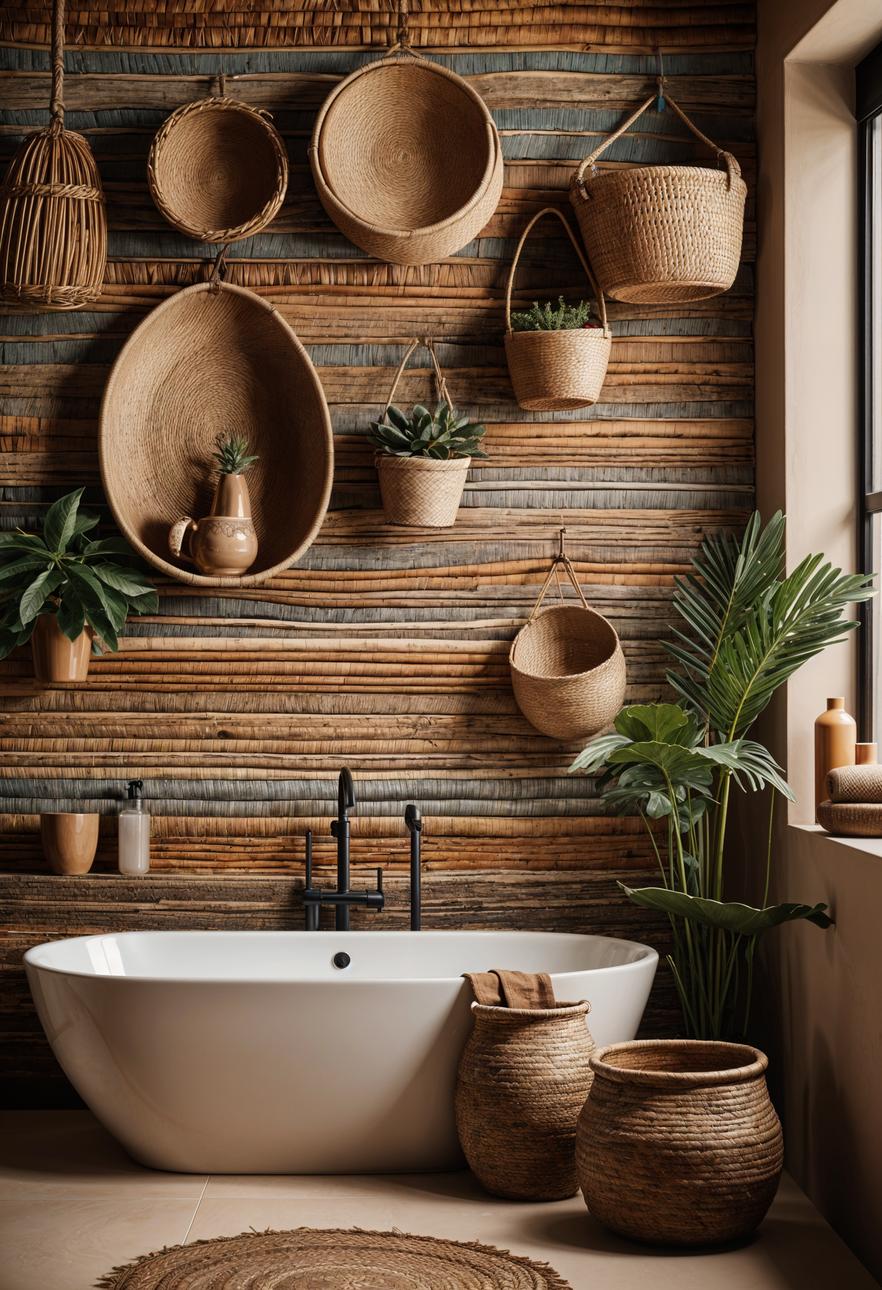 27 Dreamy Boho Bathroom Inspirations for Your Home Makeover 17 10. Boho Bathroom Basket Wall Art-0