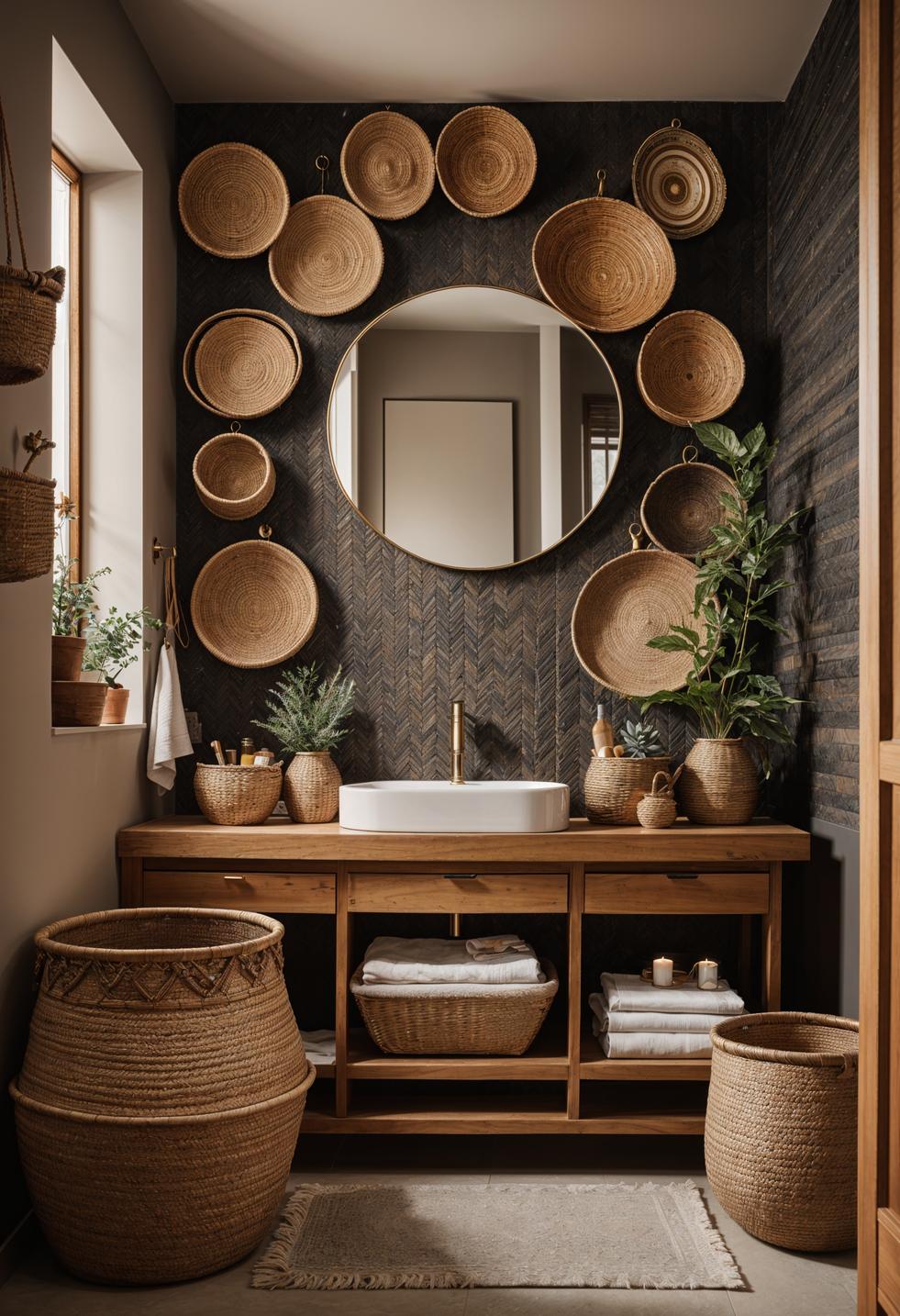 27 Dreamy Boho Bathroom Inspirations for Your Home Makeover 18 10. Boho Bathroom Basket Wall Art-1