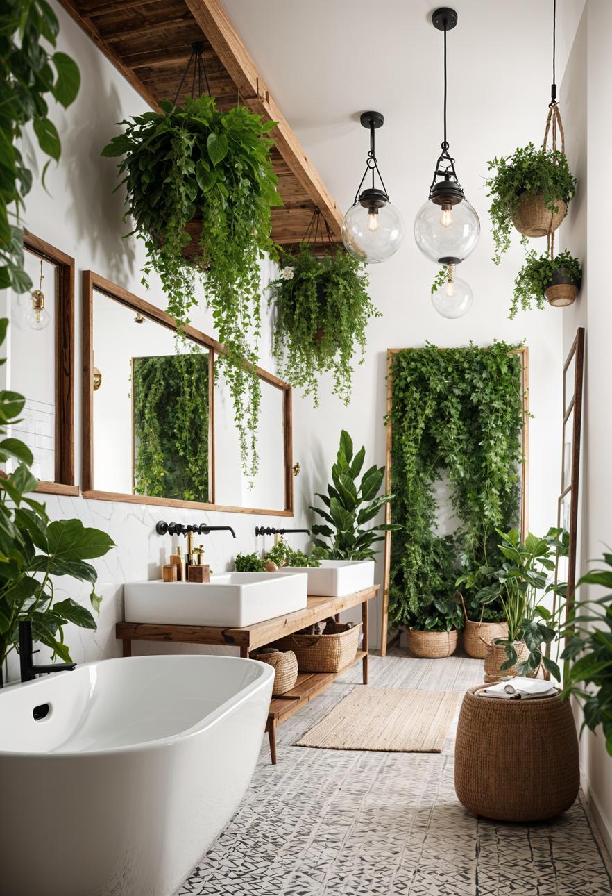 20 aesthetic bathroom designs for your home processing 3 1. Boho bathroom oasis inspiration-0