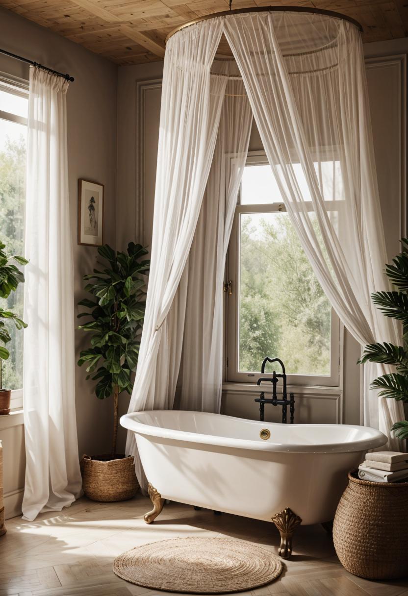 27 Dreamy Boho Bathroom Inspirations for Your Home Makeover 33 19. Boho Bathtub Canopy Decor-0