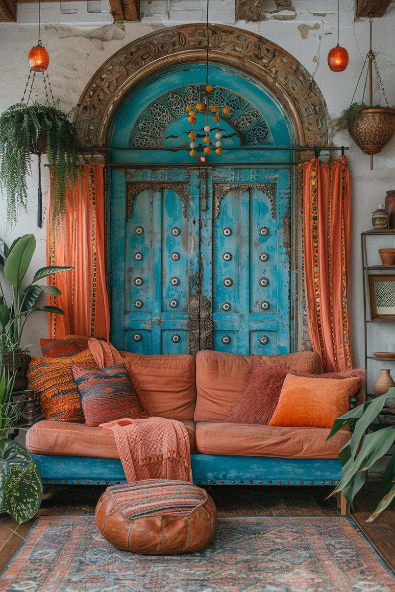 19 beautiful boho in the middle of the century modern living room 19 6. Boho pearl curtain DIY-1