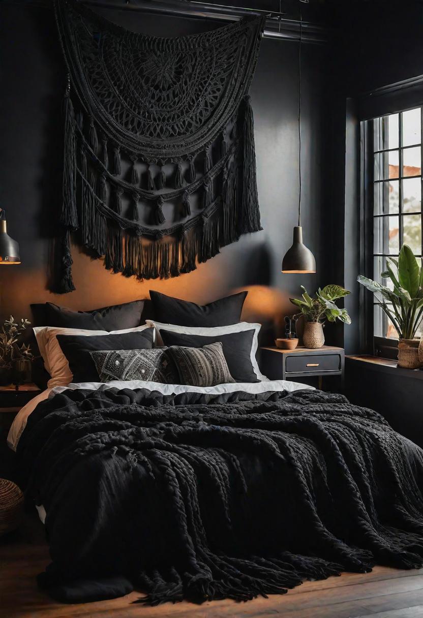 18 brave black bedroom ideas: hug elegance 16 12. Boho black bedroom retreat-1