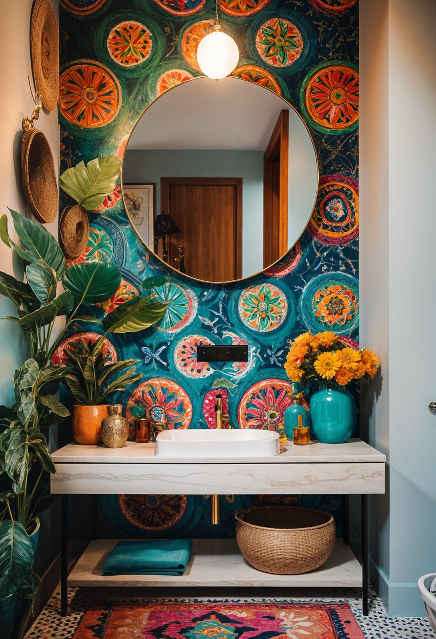 27 Dreamy Boho Bathroom Inspirations for Your Home Makeover 26 16. Boho Ceramic Basin for Colorful Splash-0