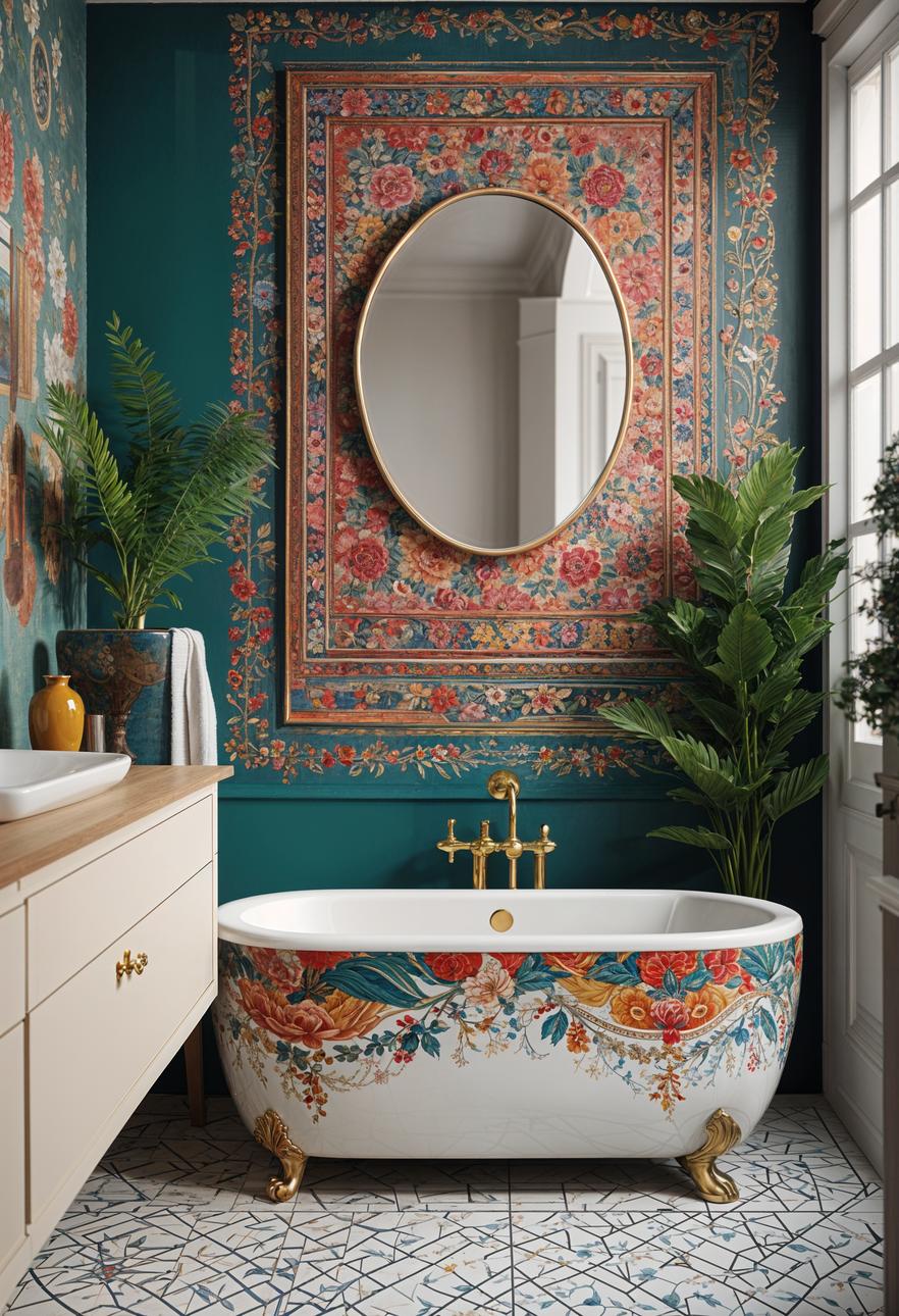 27 Dreamy Boho Bathroom Inspirations for Your Home Makeover 27 16. Boho Ceramic Basin for Colorful Splash-1