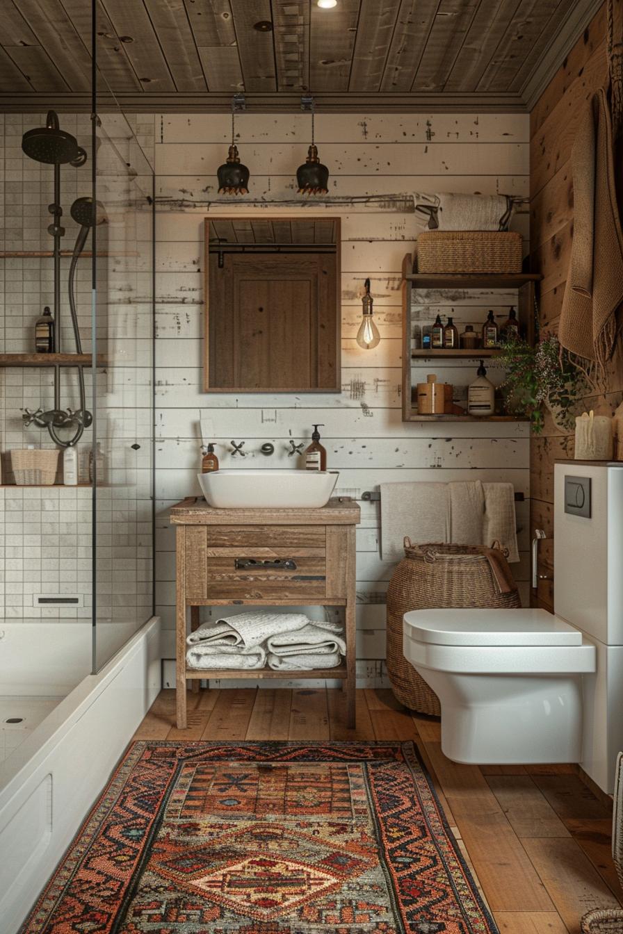 15 beautiful Shiplap bathroom styles to impress your guests 18 8. Boho Chic Shiplap Bathroom Inpo-0