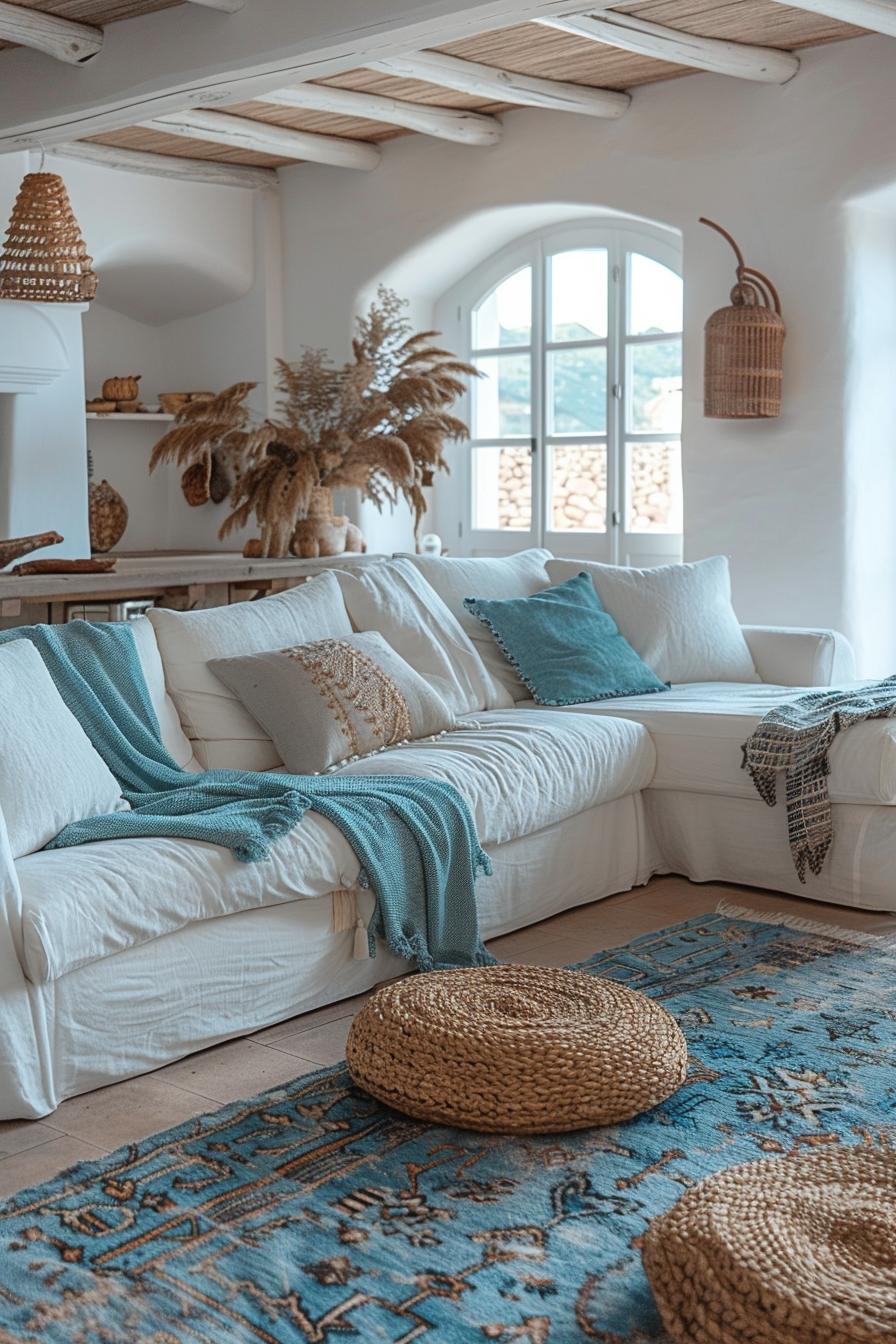 15 breathtaking boho coastal living room ideas for a beach house 14 14 5. Boho Coastal Carpet Styling Ideas-0