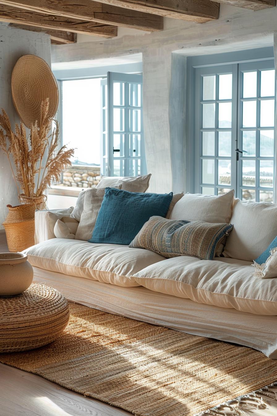 15 breathtaking Boho Coastal living room ideas for a beach house 15 5. Boho Coastal carpet styling ideas-1