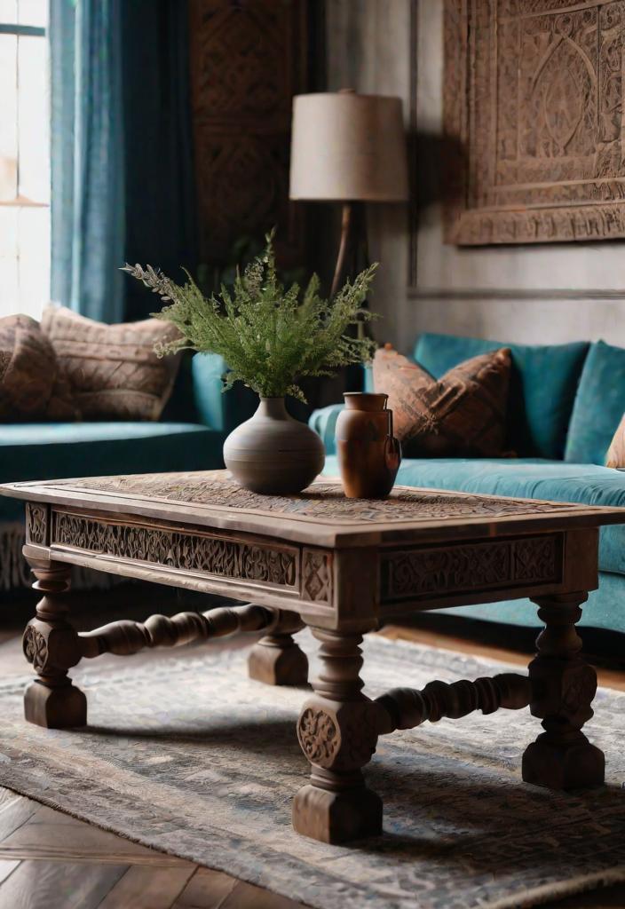 21 Inspirational Boho Living Room Ideas for 2024 5 2. Boho coffee table-1