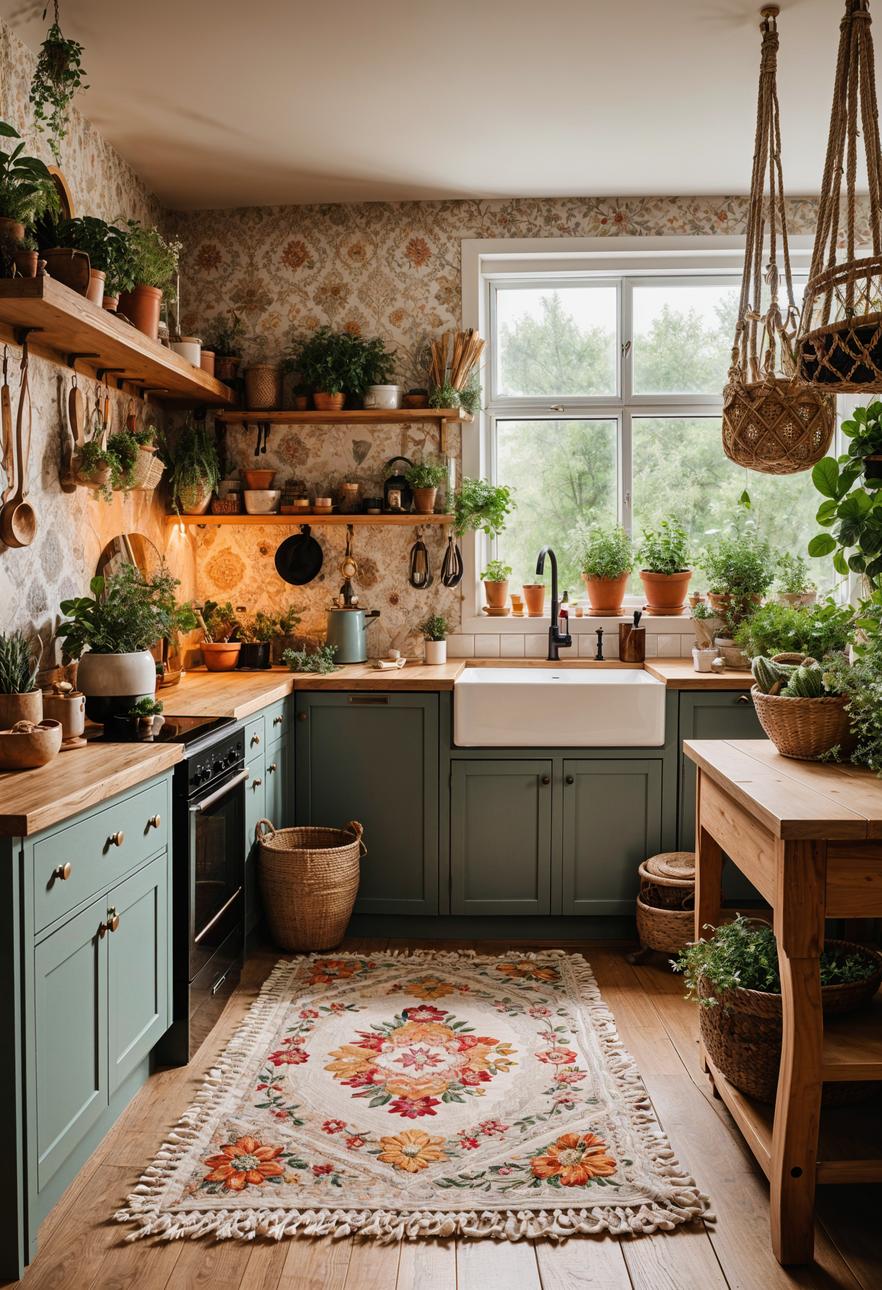27 Stunning Boho Kitchen Designs That Will Inspire You 32 21. Boho Cottagecore Fusion Inspiration-0