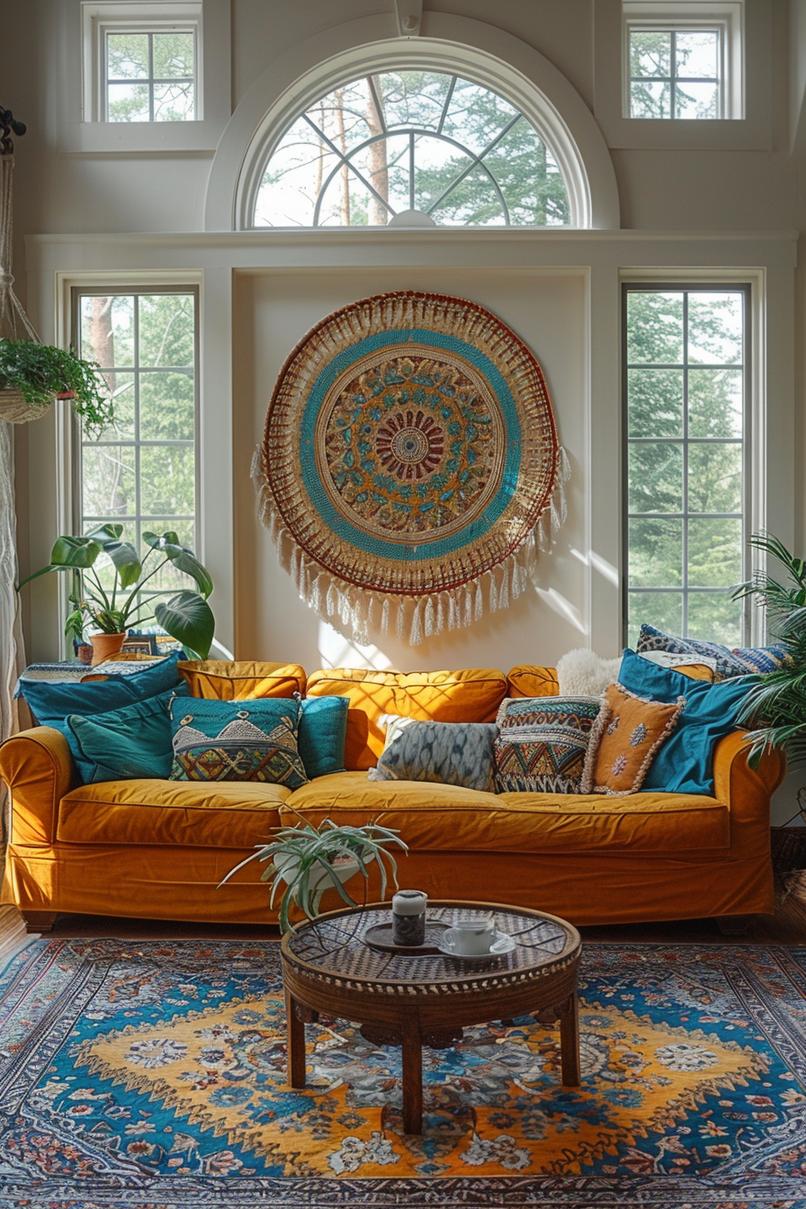 19 beautiful boho in the middle of the century modern living room 27 10. Boho Dreamcatcher & Noguchi Table-0