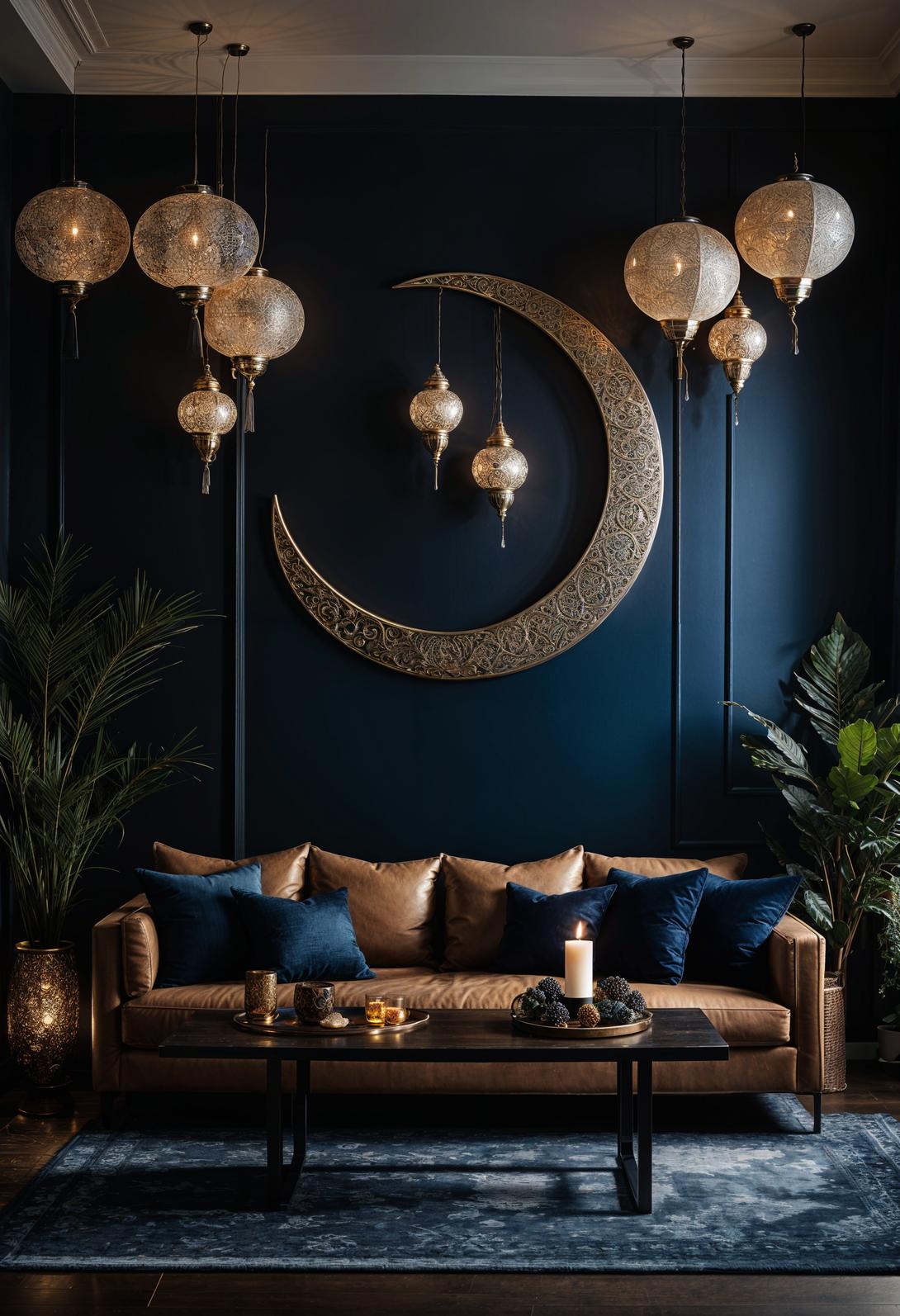 35 Gorgeous Dark Boho Living Room Inspirations 4 1. Boho Elegance with Moonlit Vibes-1