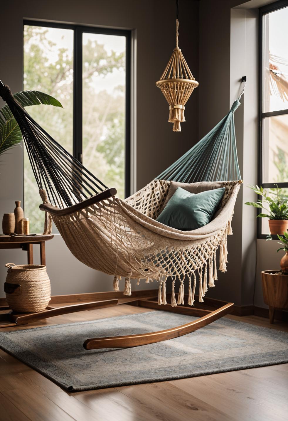 45 Chic & Modern Boho Living Room Ideas To Copy 84 40. Boho Hammock Retreat-0