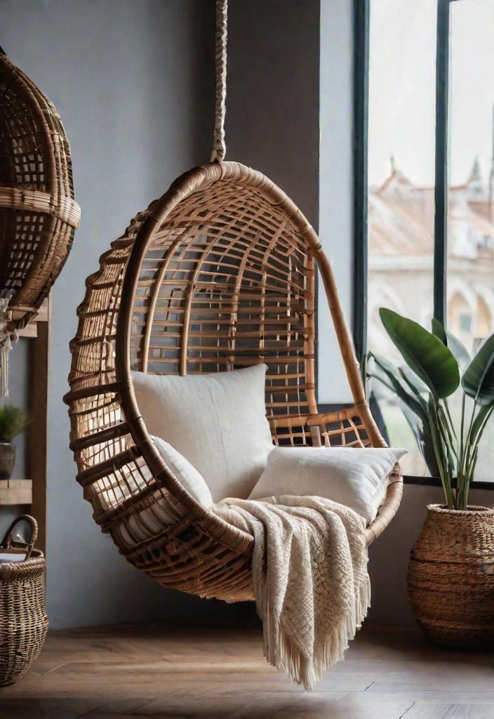 21 Inspirational Boho Living Room Ideas for 2024 10 7. Boho Hanging Chair Bliss-0