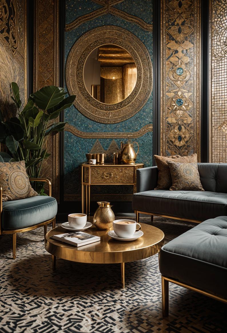 45 Chic & Modern Boho Living Room Ideas To Copy 65 28. Boho-Inspired Mosaic Coffee Nook-1