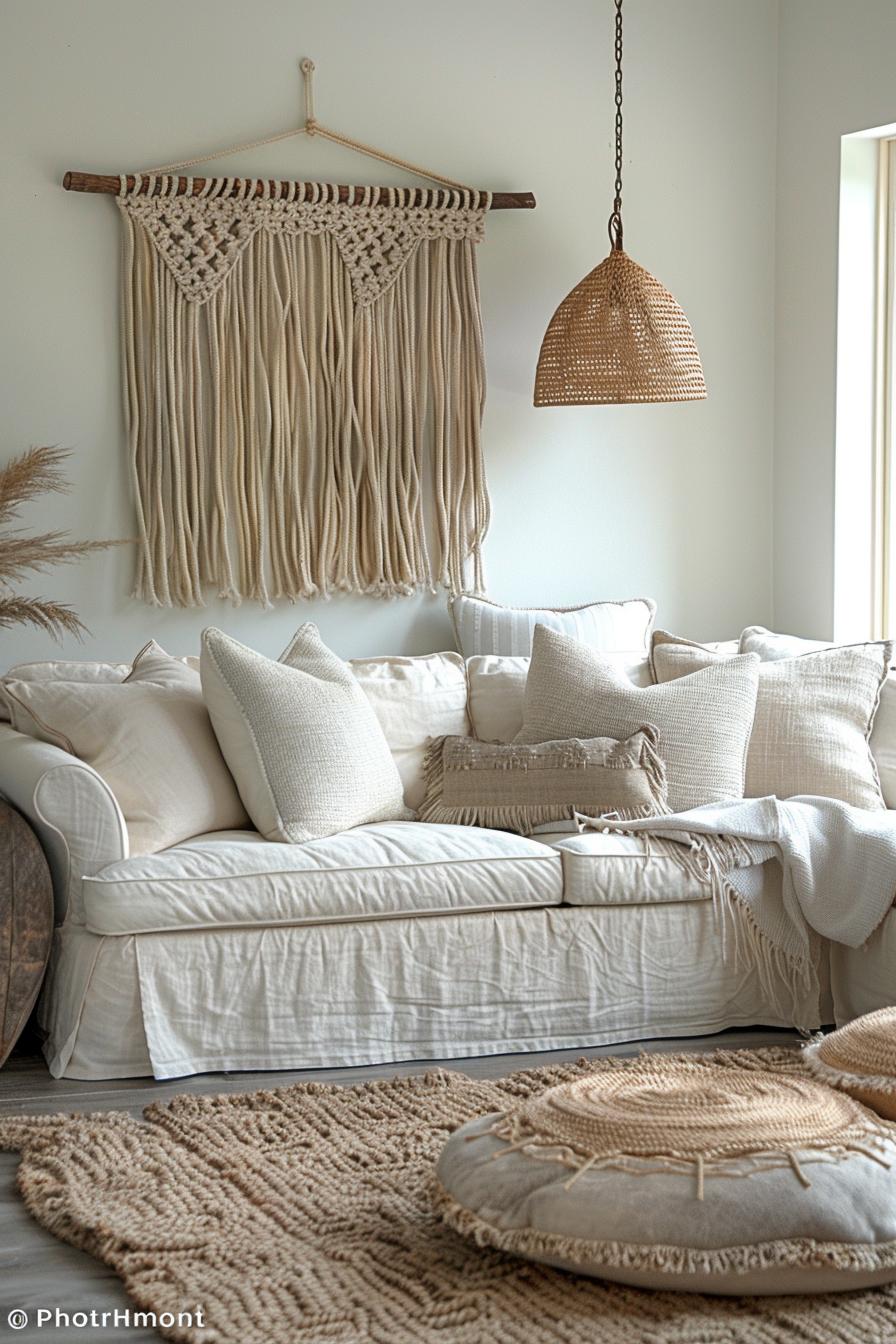 15 chic neutral coasts living room ideas that you will love 36 15. Boho Macrame Wall Decor-1