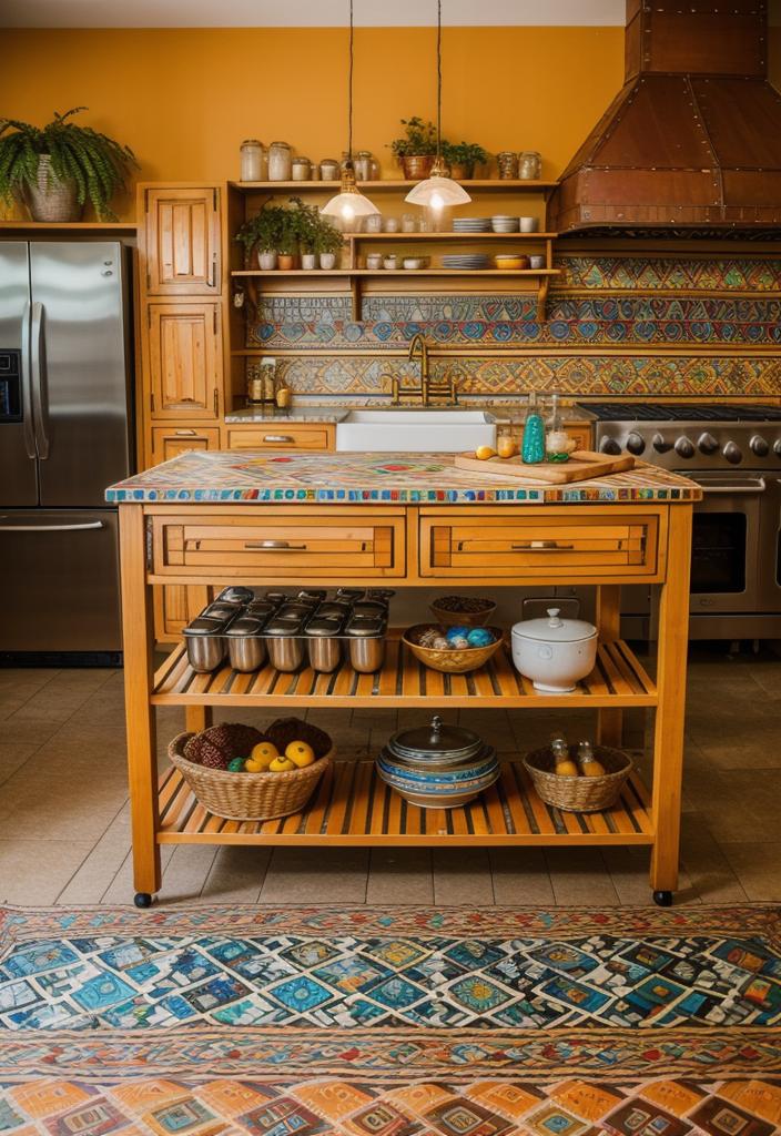 26 Genius Kitchen Island Ideen: Stil und Funktionalität 20 9. Boho Mosaic Island Inspiration-0