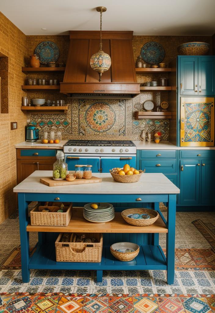 26 Genius Kitchen Island Ideen: Stil und Funktionalität 21 9. Boho Mosaic Island Inspiration-1