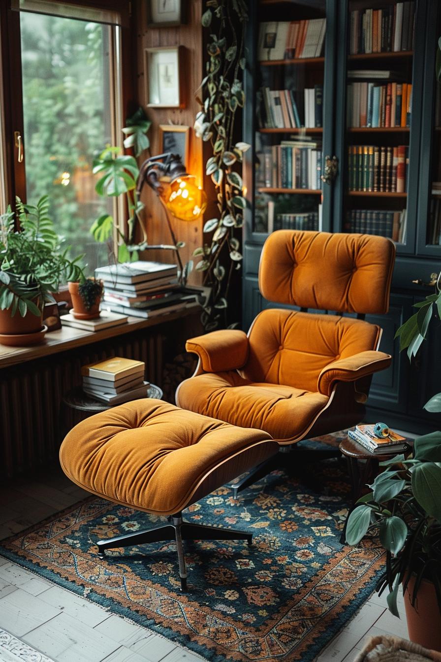 19 beautiful boho in the middle of the century modern living room 20 7. Boho nook with Eames chair-0