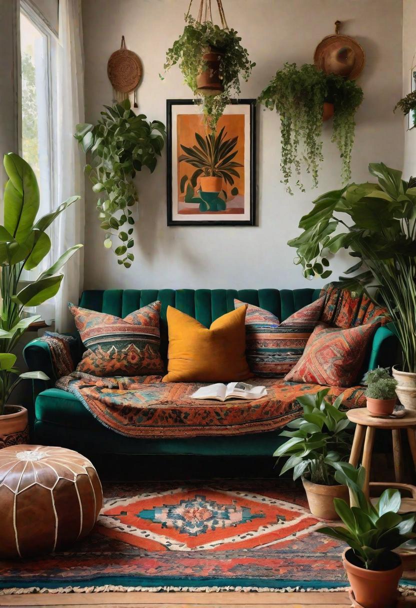 45 Warm & Inviting Cozy Living Room Ideas for Ultimate Relaxation 5 3. Boho Plant-Filled Living Nook-0