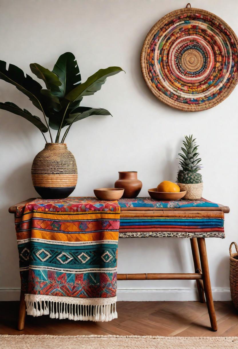 27 atemberaubende Eingangstischdekor -Ideen, um Ihren Eingangseingang zu erhöhen 15 9. Boho Rattan Table Styling-1