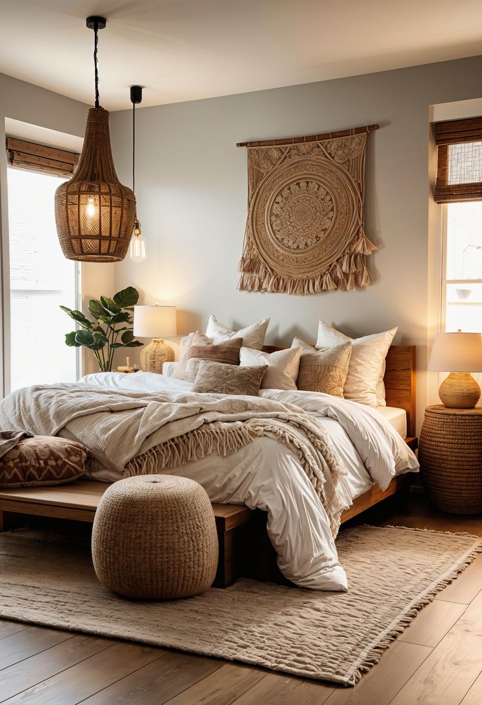 29 wunderschöne neutrale Boho -Schlafzimmer: verträumte und entspannende Räume 7 3. Boho Retreat mit gemütlicher Vibes-0