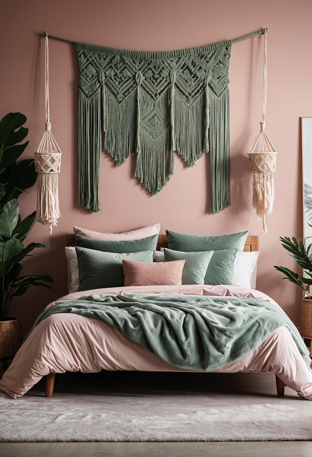 30 Chic Sage Green and Blush Bedroom Ideas 8 2. Boho Sage Green Blush Decor-1