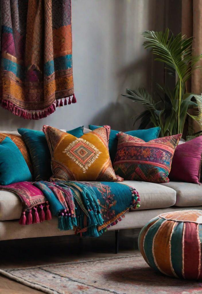 21 Inspirational Boho Living Room Ideas for 2024 8 5. Boho throw pillows-0