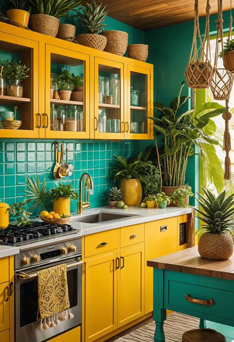 27 Stunning Boho Kitchen Designs That Will Inspire You 10 6. Boho Tropical Kitchen Decor-0