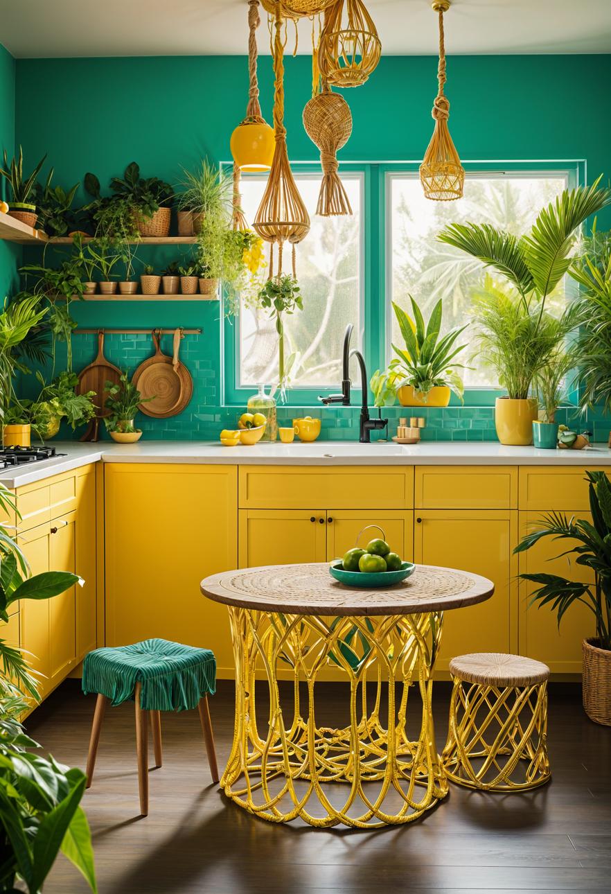 27 Stunning Boho Kitchen Designs That Will Inspire You 11 6. Boho Tropical Kitchen Decor-1