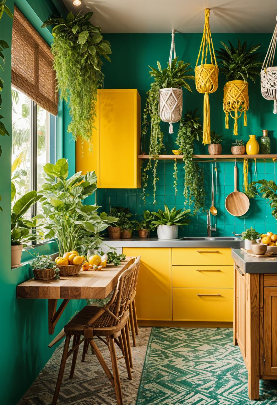 27 Stunning Boho Kitchen Designs That Will Inspire You 12 6. Boho Tropical Kitchen Decor-2