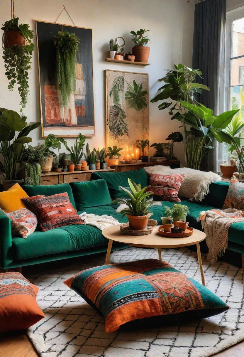 49 Modern Living Room Ideas: Create a Contemporary Haven 6 4. Boho Urban Living Room Inspiration-0