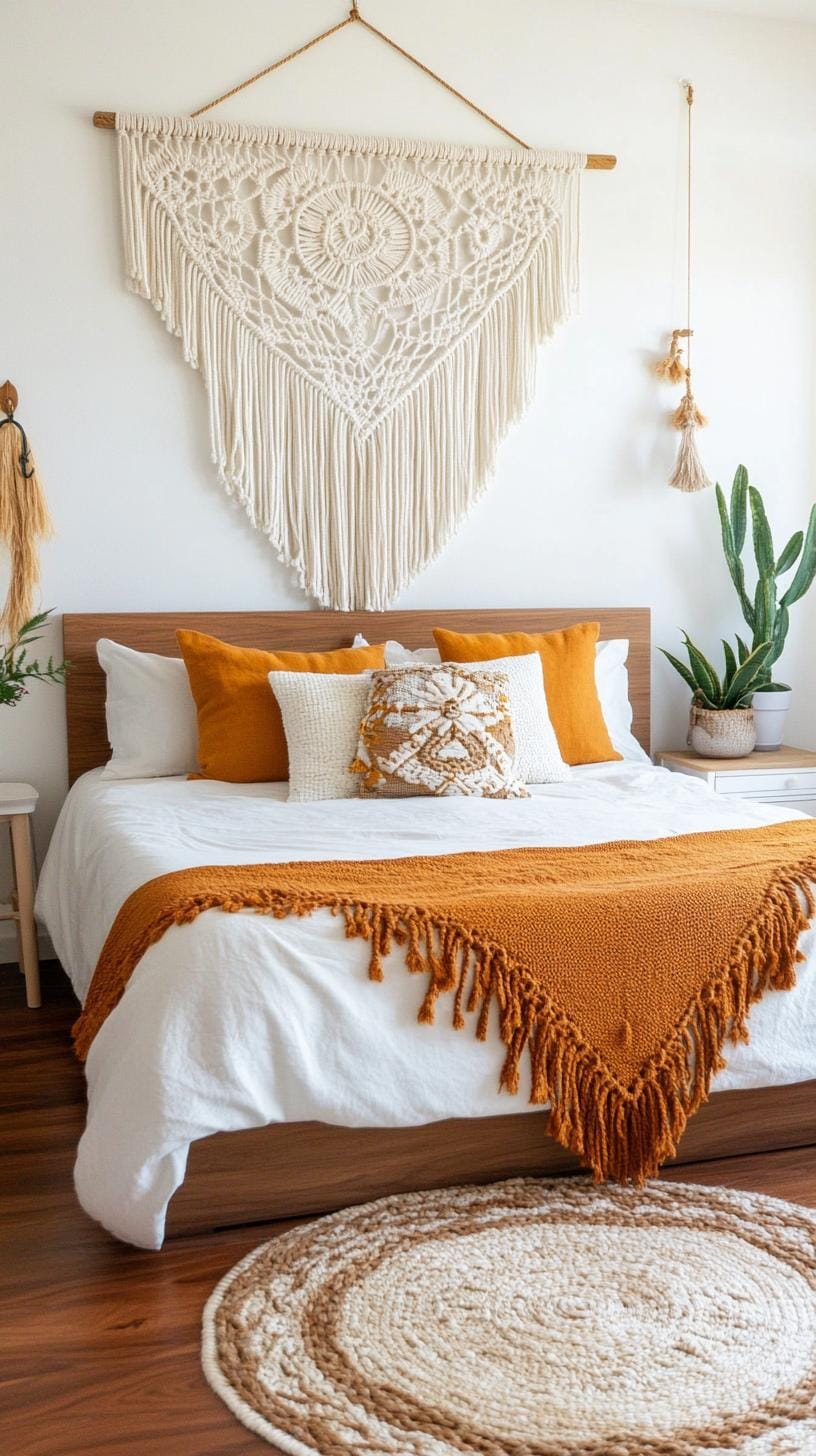 15 unique Boho bedroom -Decor ideas that you have to see 9 3 .. Boho Wall Hanging Headboard Idea-0