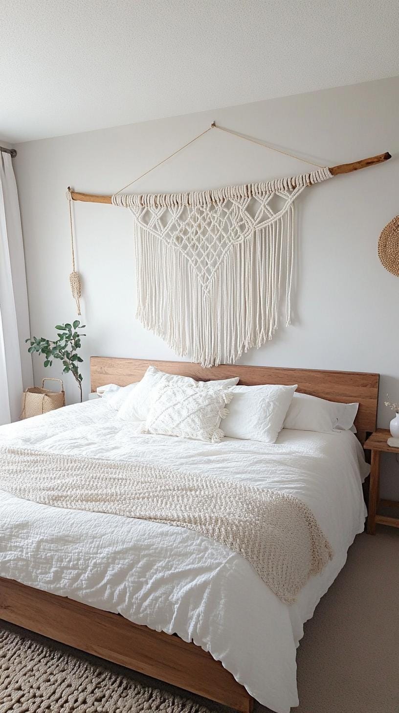 15 unique Boho bedroom -Decor ideas that you have to see 11 3 .. Boho Wall Hanging Headboard Idea-2