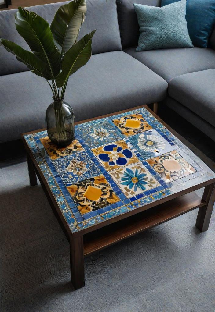 21 Inspirational Boho Living Room Ideas for 2024 23 20. Boho-inspired coffee table tile 0