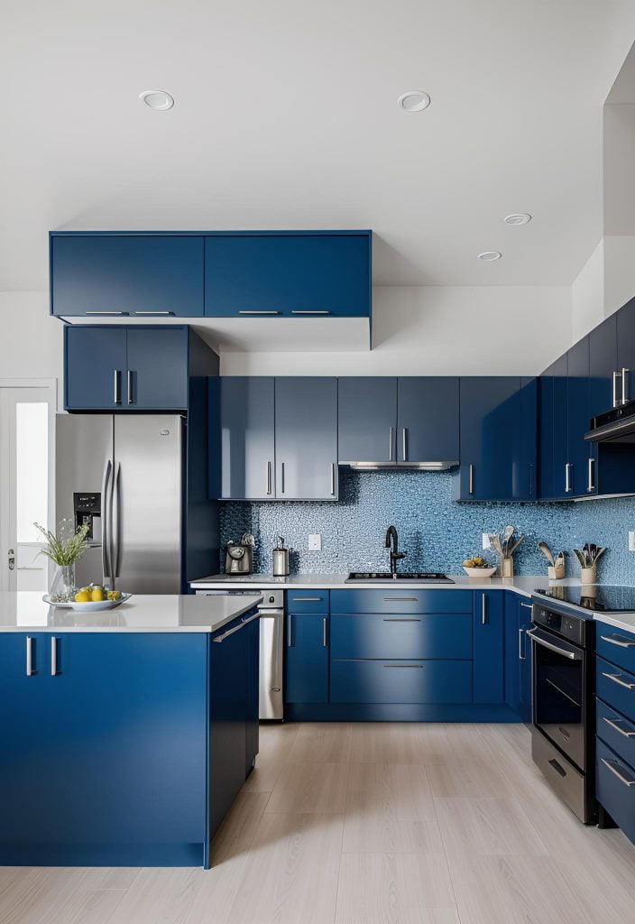 39 Trendy Blue Kitchen Cabinet Ideas: with Cool, Sophisticated Vibes 9 6. Bold Blue Kitchen Cabinets Combos-0