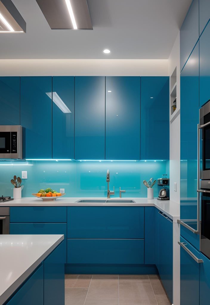 39 Trendy Blue Kitchen Cabinet Ideas: with Cool, Sophisticated Vibes 23 16. Bold Blue Kitchen Design Ideas-0