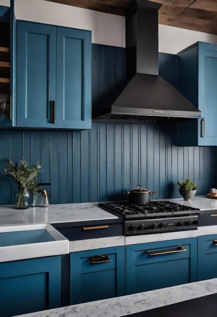39 Trendy Blue Kitchen Cabinet Ideas: with Cool, Sophisticated Vibes 39 31. Bold Blue Kitchen Makeover-1
